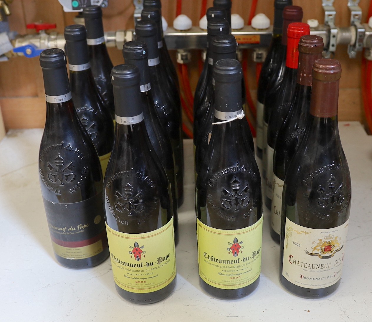 18 various bottles of Chateauneuf - Du- Pape